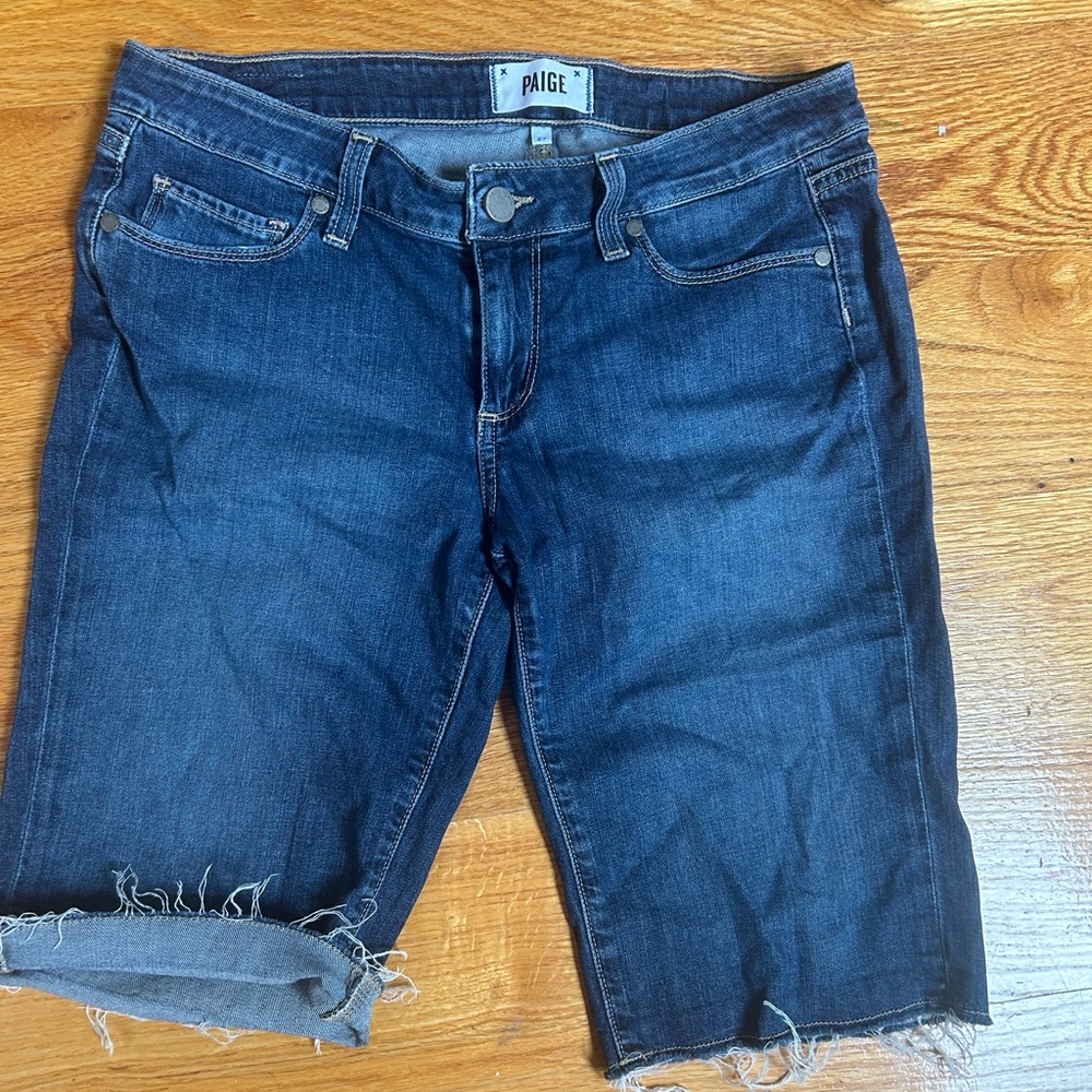 PAIGE Dark Blue Denim Shorts